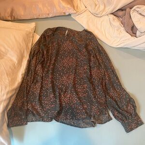 Chic Floral Women's Blouse in Teal and Pink